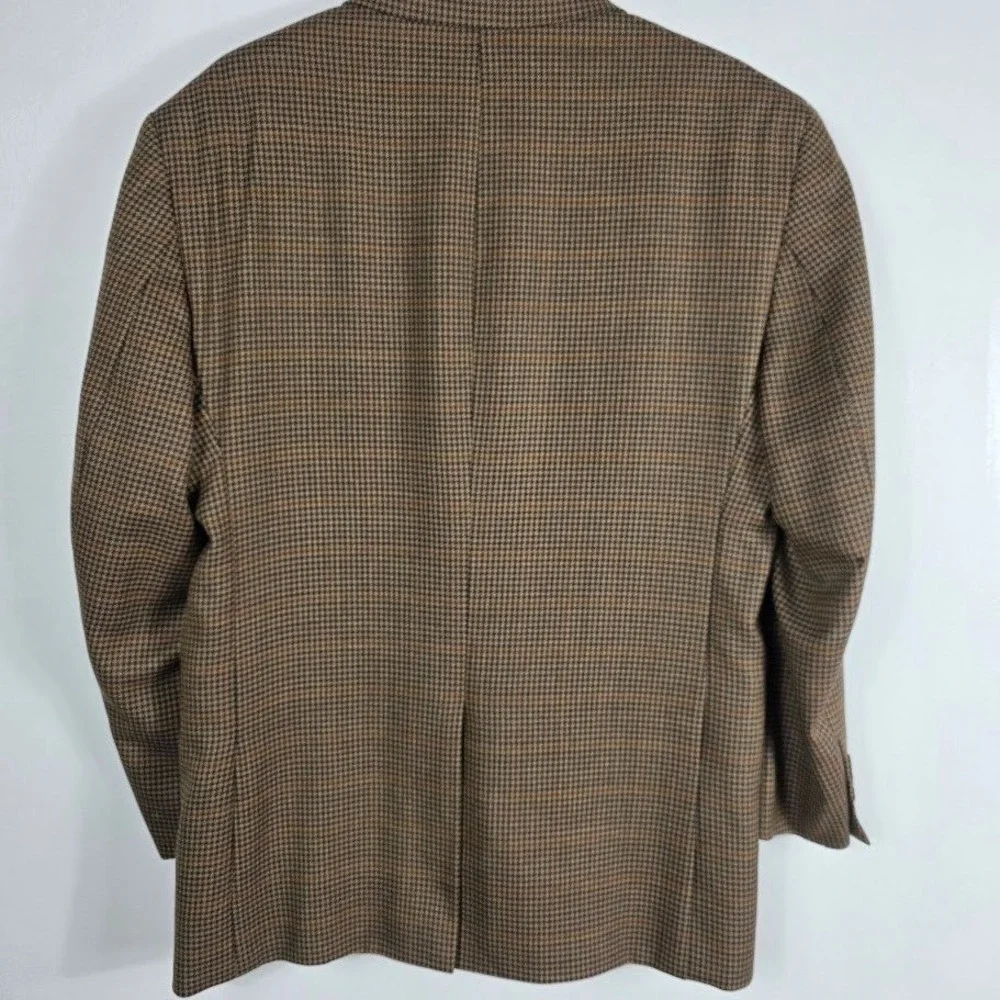 Jos A Bank Mens 43R Brown Houndstooth FLAW Wool‎ Blazer Sport Coat Jacket